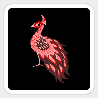 red royal peacock in black pattern ecopop Sticker